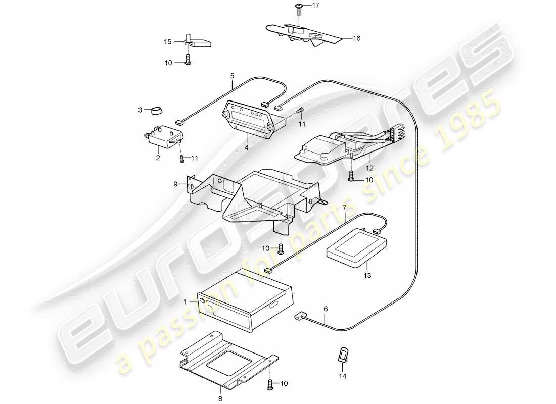 porsche carrera gt (2004) radio unit - navigation system - telephone part diagram