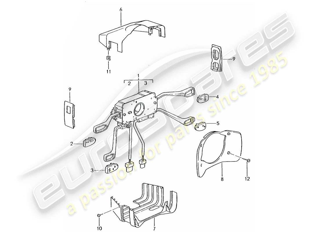 porsche 996 t/gt2 (2002) steering column switch parts diagram