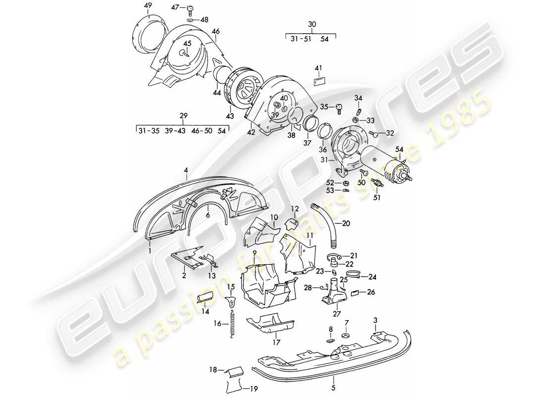 porsche 1964 (356b/356c) air cooling part diagram