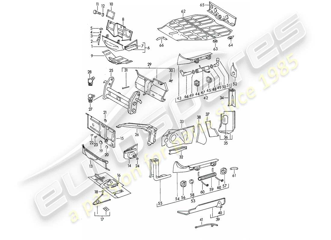 porsche 1964 (356b/356c) frame - single parts part diagram