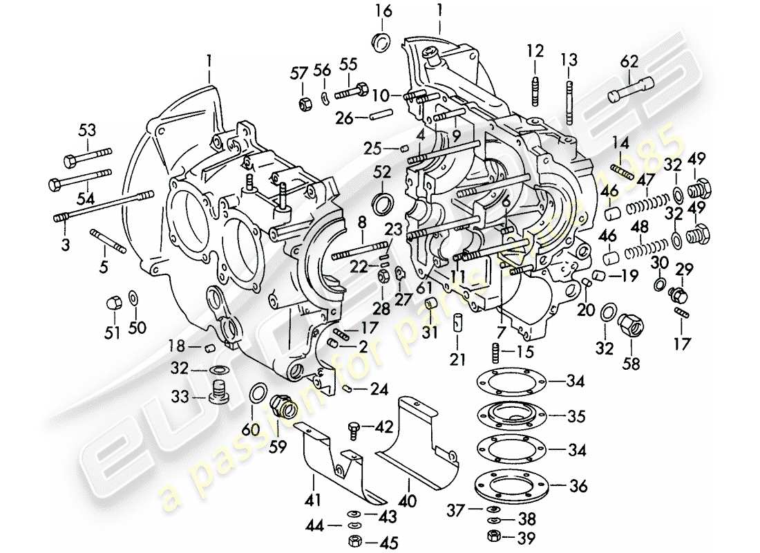 porsche 1963 (356b/356c) crankcase part diagram