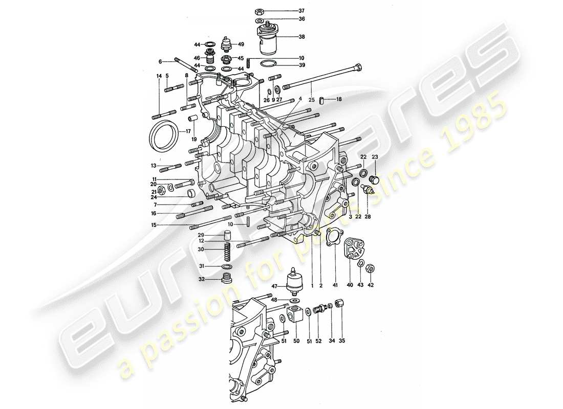 porsche 1976 (911) crankcase - repair set for maintenance - see illustration: part diagram