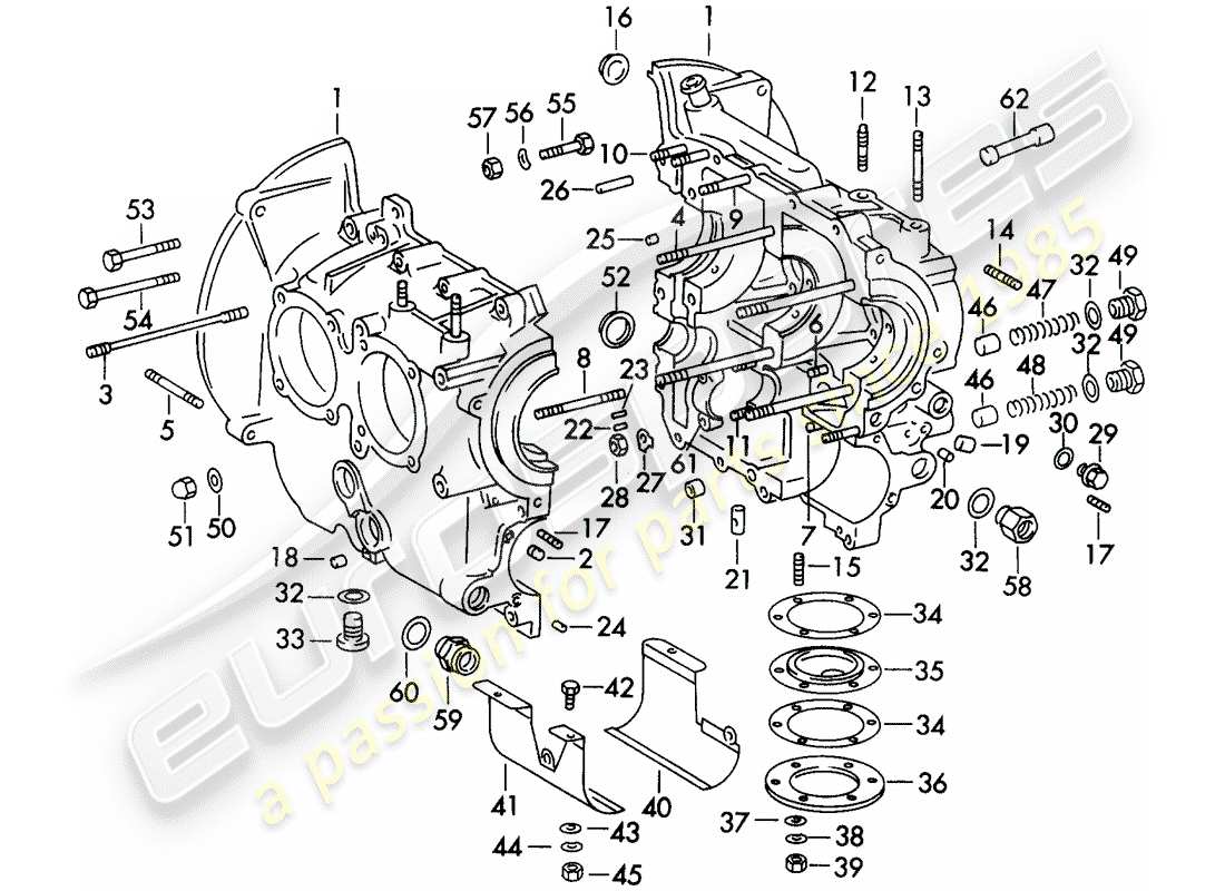 porsche 356b/356c (1962) crankcase parts diagram