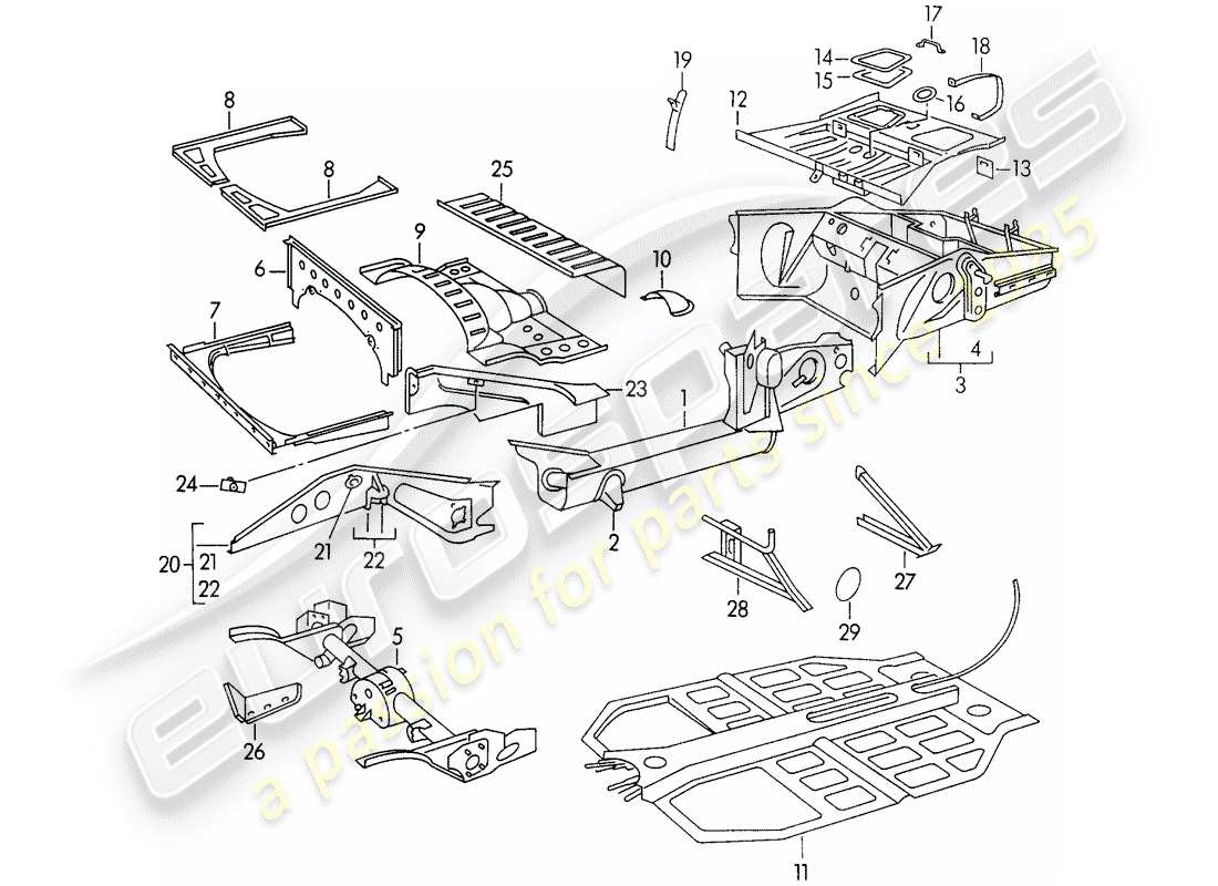 porsche 1955 (356/356a) frame part diagram