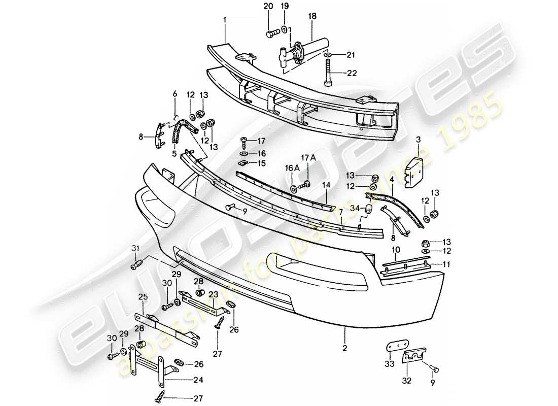 porsche 928 (1987) bumper part diagram