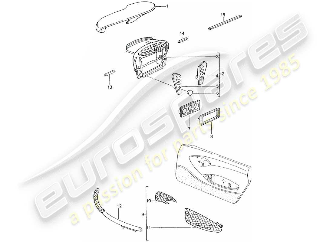 porsche 2004 (tequipment) instrument box part diagram