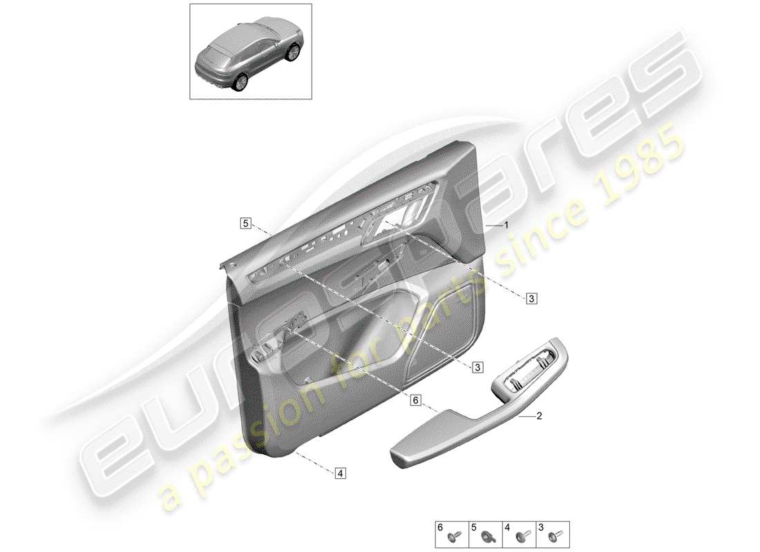 porsche 2019 (macan) door trim panels part diagram