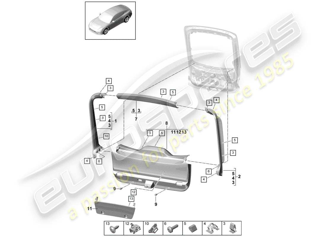 porsche 2020 (panamera 971-1) trims part diagram