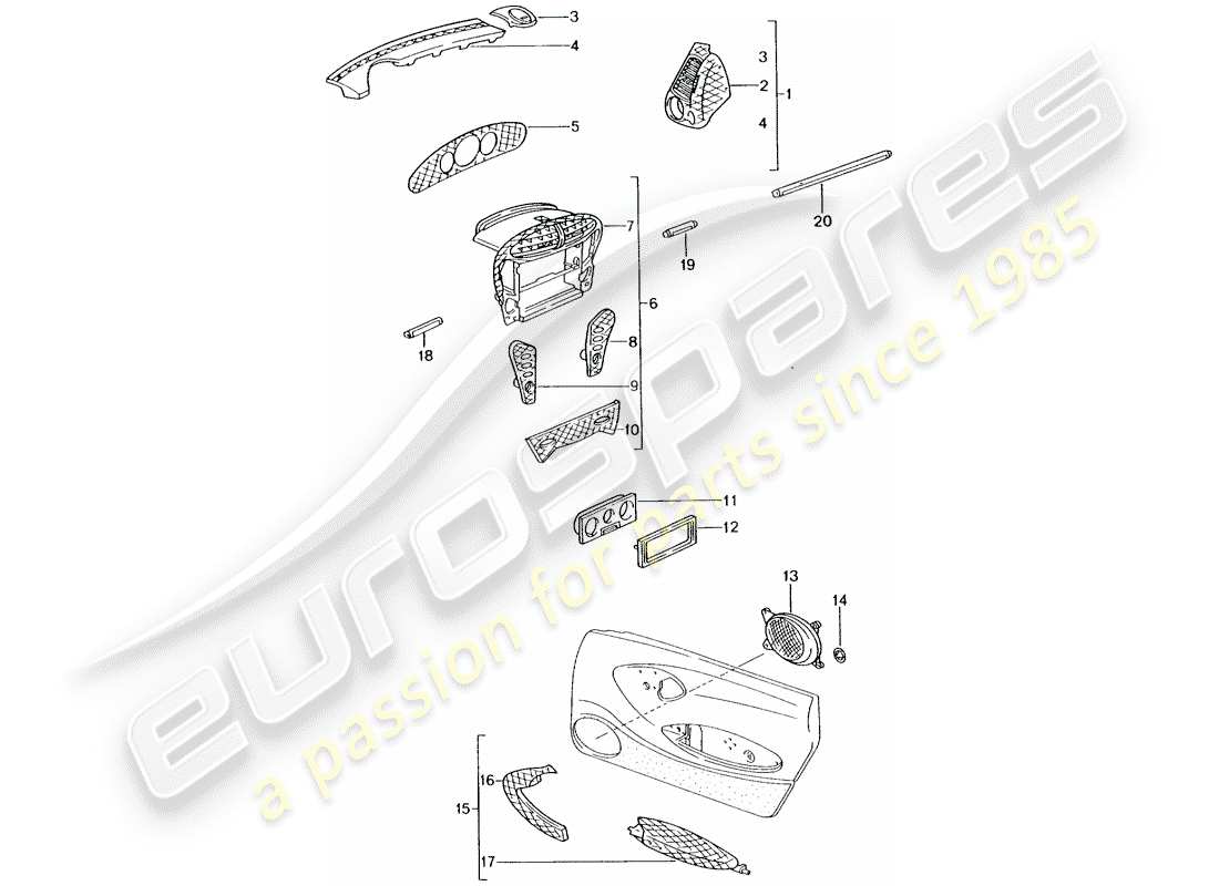 porsche tequipment catalogue (2012) passenger compartment parts diagram