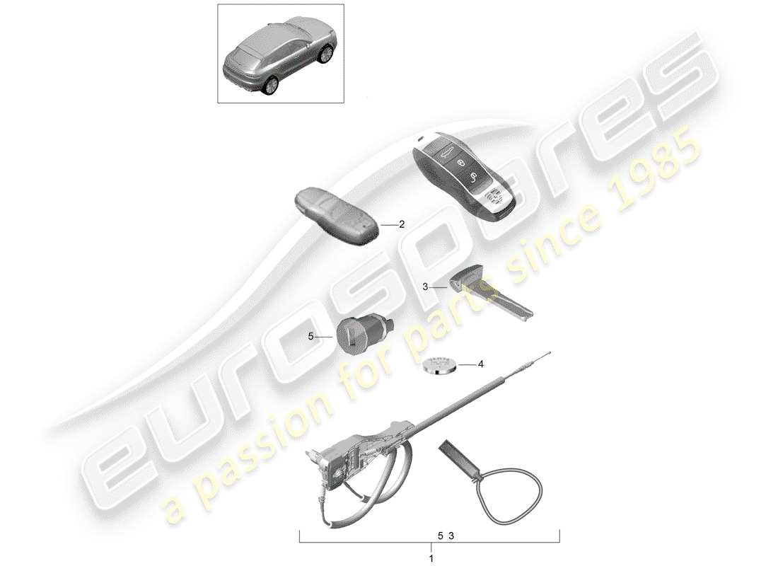 porsche macan (2020) 1 set of locks parts diagram