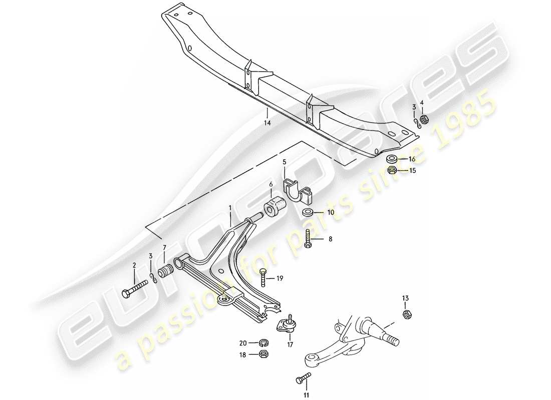 porsche 1977 (924) track control arm - cross member part diagram