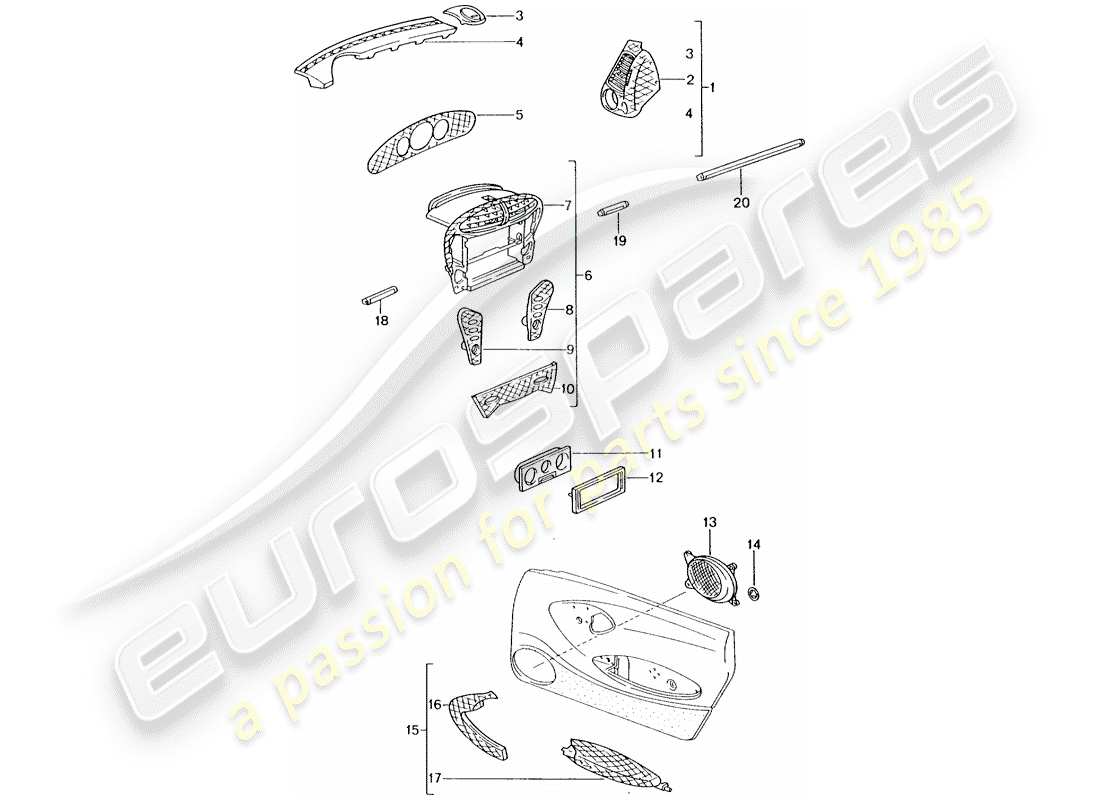 porsche 2006 (tequipment) passenger compartment part diagram