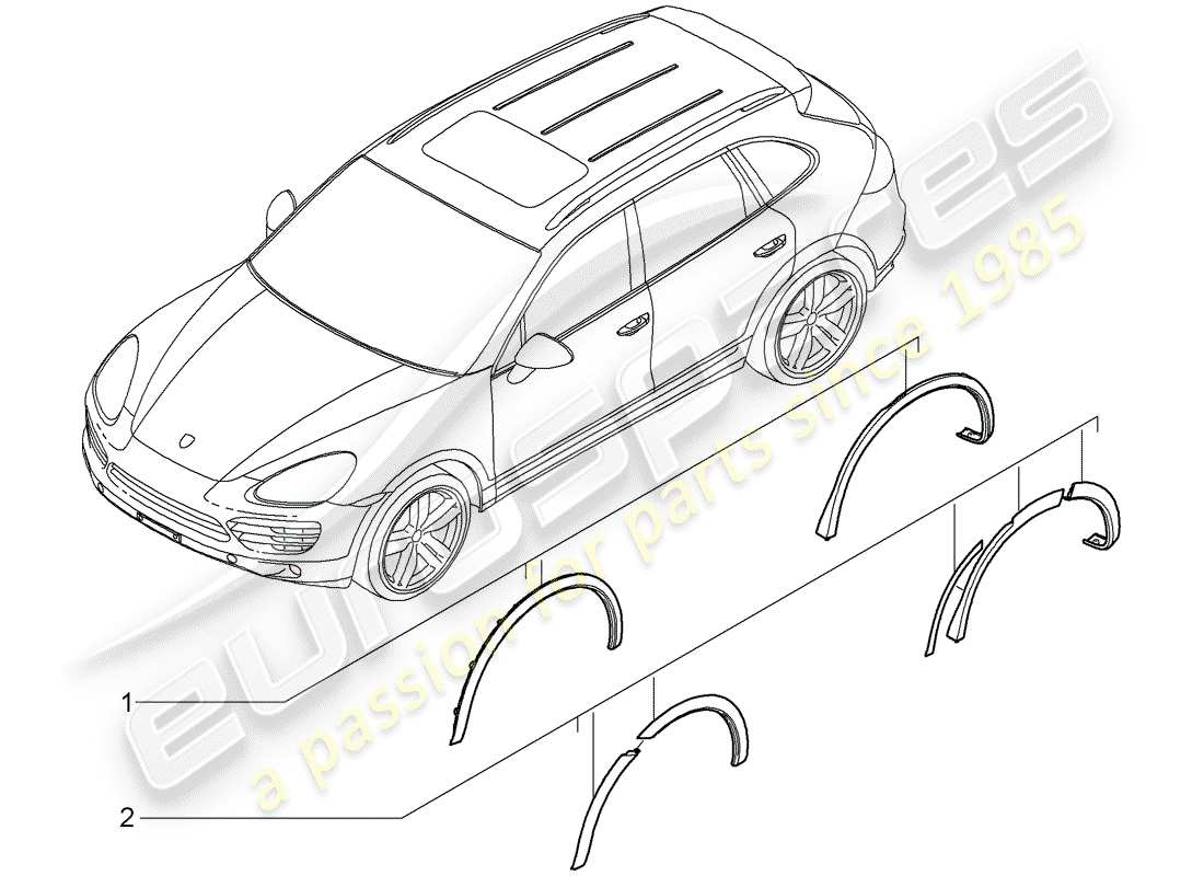 porsche 2007 (tequipment cayenne) fender flare part diagram
