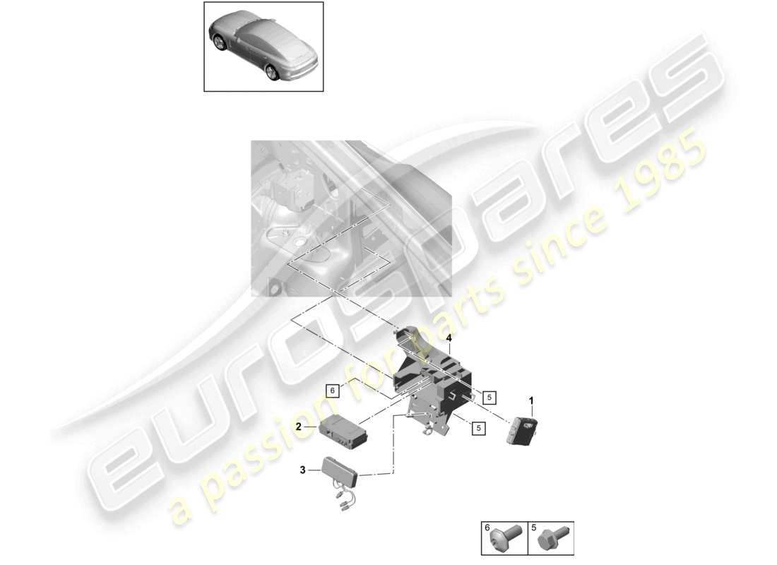 porsche 2018 (panamera 971-1) control unit for real time monitoring (rtm) and aerial part diagram