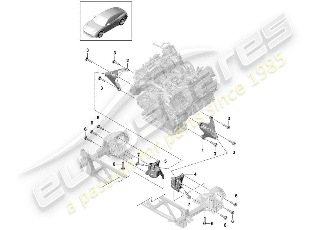 porsche 2019 (panamera 971-1) engine lifting tackle part diagram