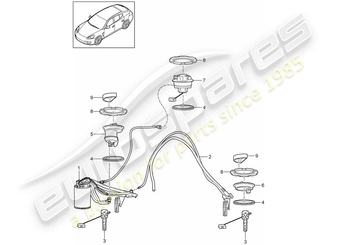 porsche panamera 970 (2014) fuel tank parts diagram