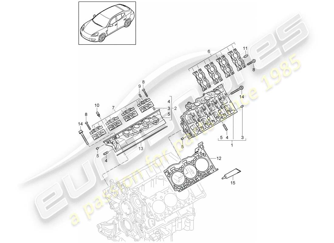 porsche 2013 (panamera 970) cylinder head part diagram