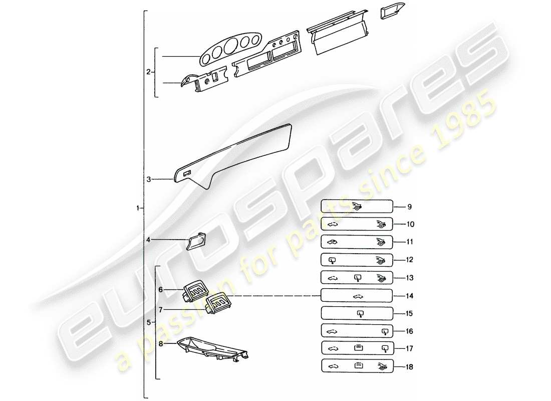 porsche 2008 (tequipment) passenger compartment part diagram