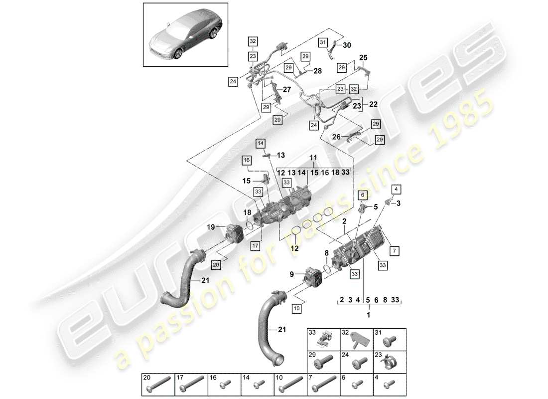porsche 2018 (panamera 971-1) intake pipe part diagram