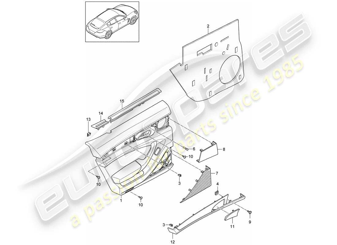 porsche 2011 (panamera 970) door panel part diagram