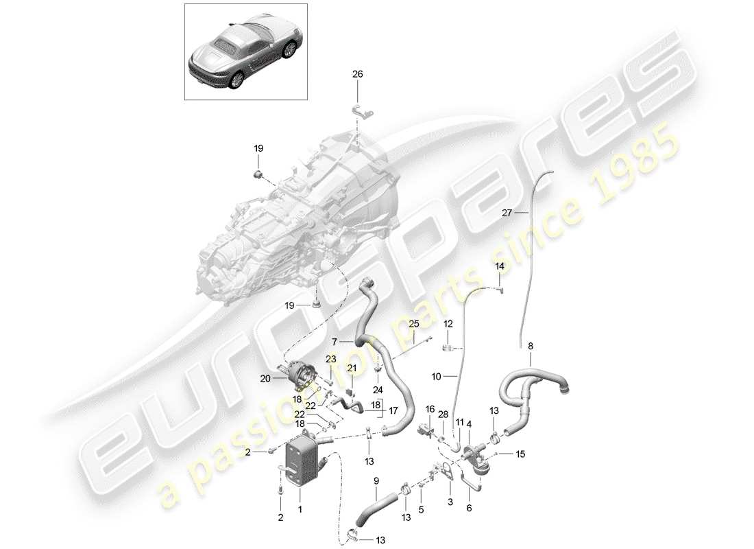 porsche 2017 (718 boxster) manual gearbox part diagram
