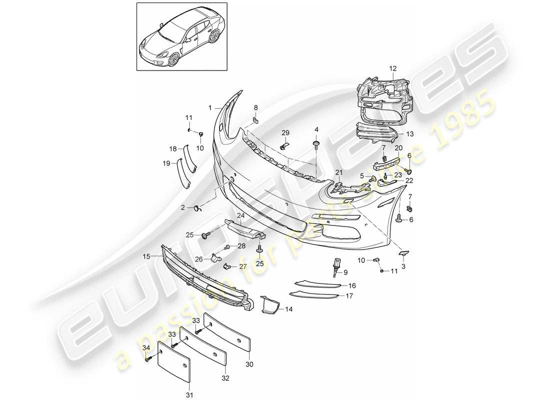 porsche 2014 (panamera 970) bumper part diagram