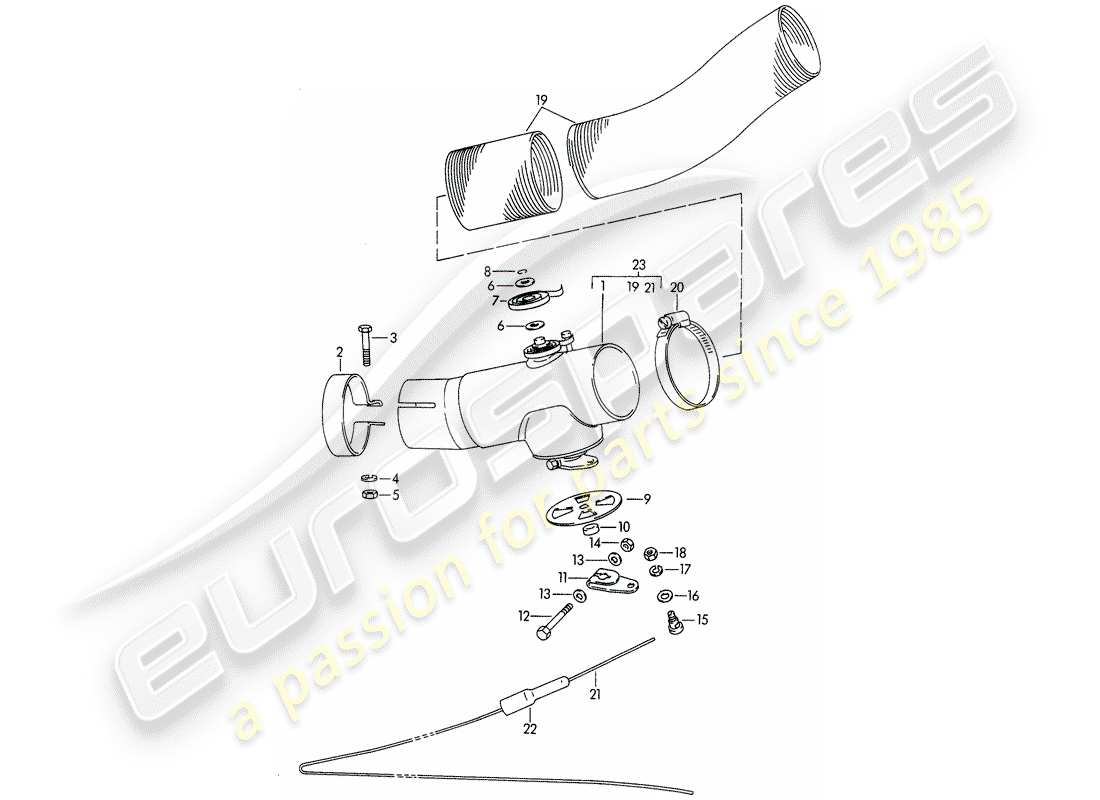 porsche 1963 (356b/356c) heating air supply - d - mj 1964>> part diagram