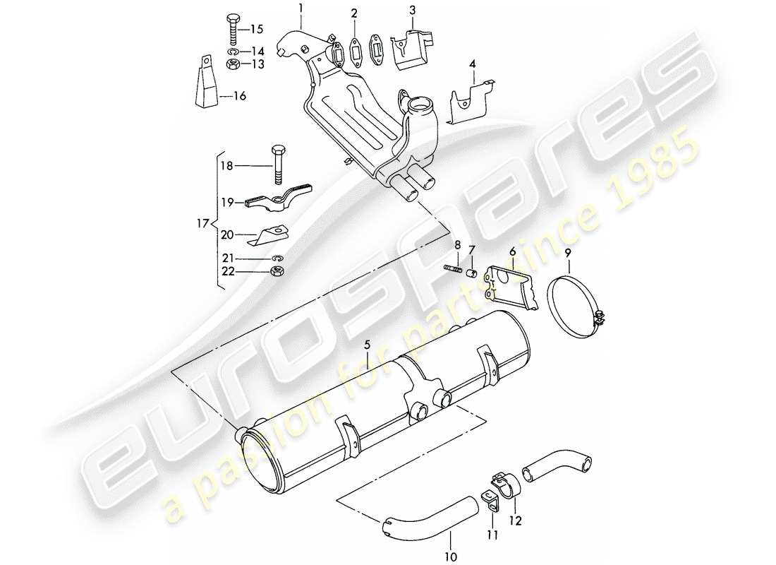 porsche 1963 (356b/356c) exhaust system - heater - new design part diagram