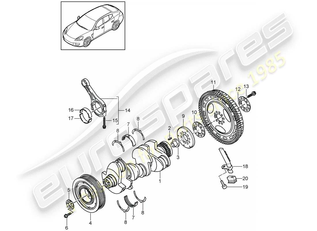 porsche 2014 (panamera 970) crankshaft part diagram