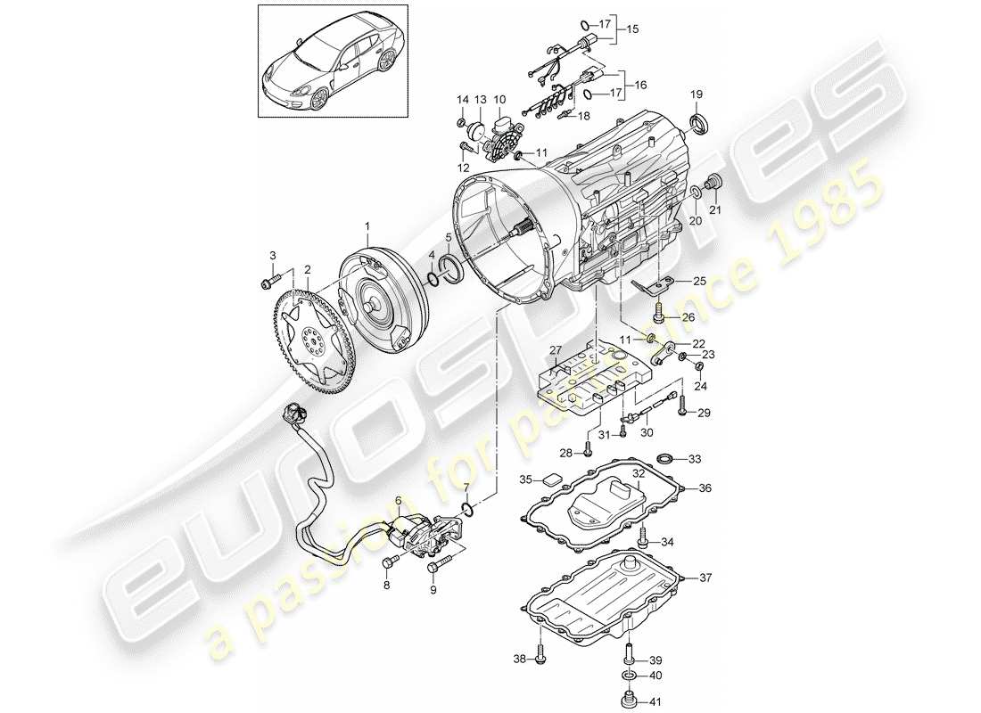 porsche panamera 970 (2012) replacement transmission parts diagram