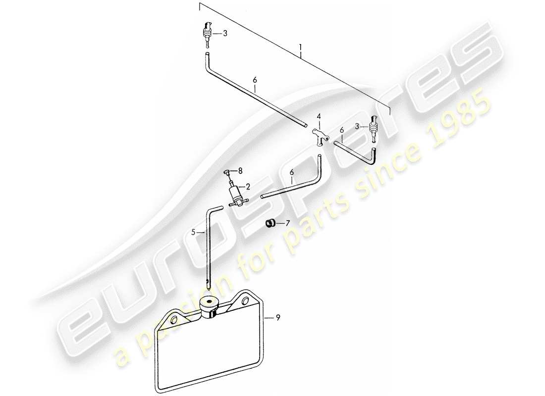 porsche 356/356a (1958) windshield washer unit part diagram