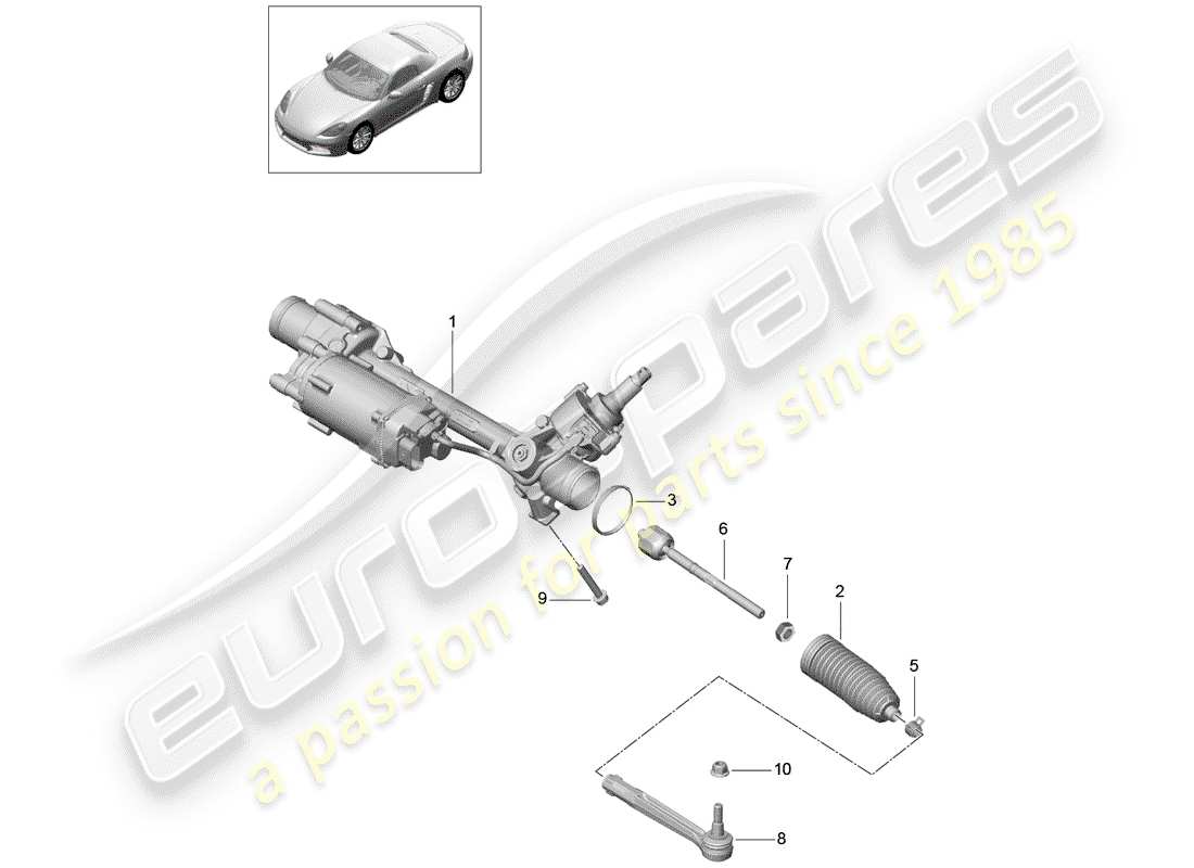 porsche 2019 (718 boxster) steering gear part diagram