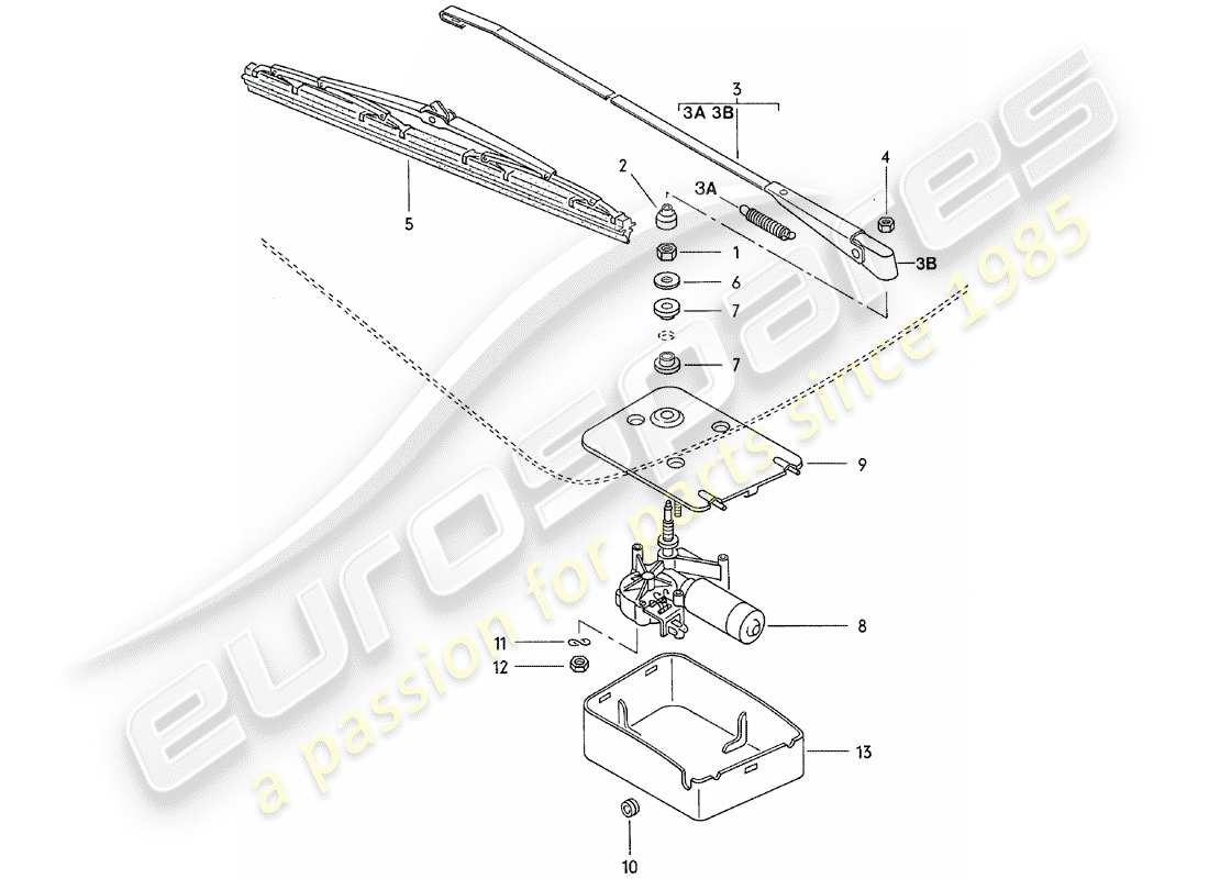 porsche 1983 (924) rear window wiper part diagram