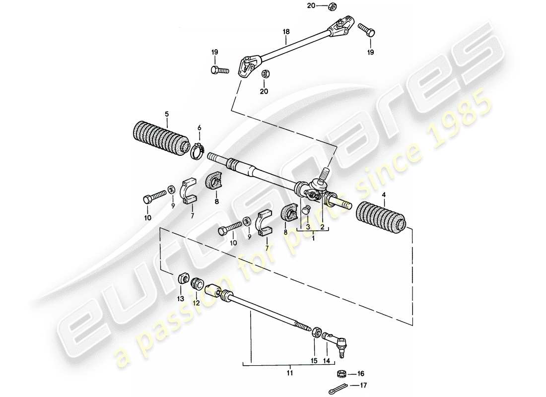 porsche 1983 (944) steering gear - steering track rod parts diagram