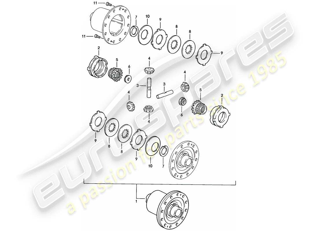 porsche 1986 (928) automatic transmission - limited slip differential part diagram