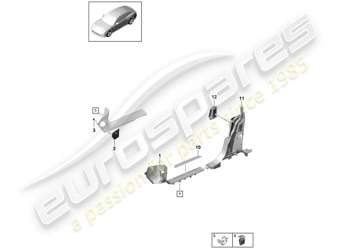 porsche 2019 (panamera 971-1) sill panel trim part diagram