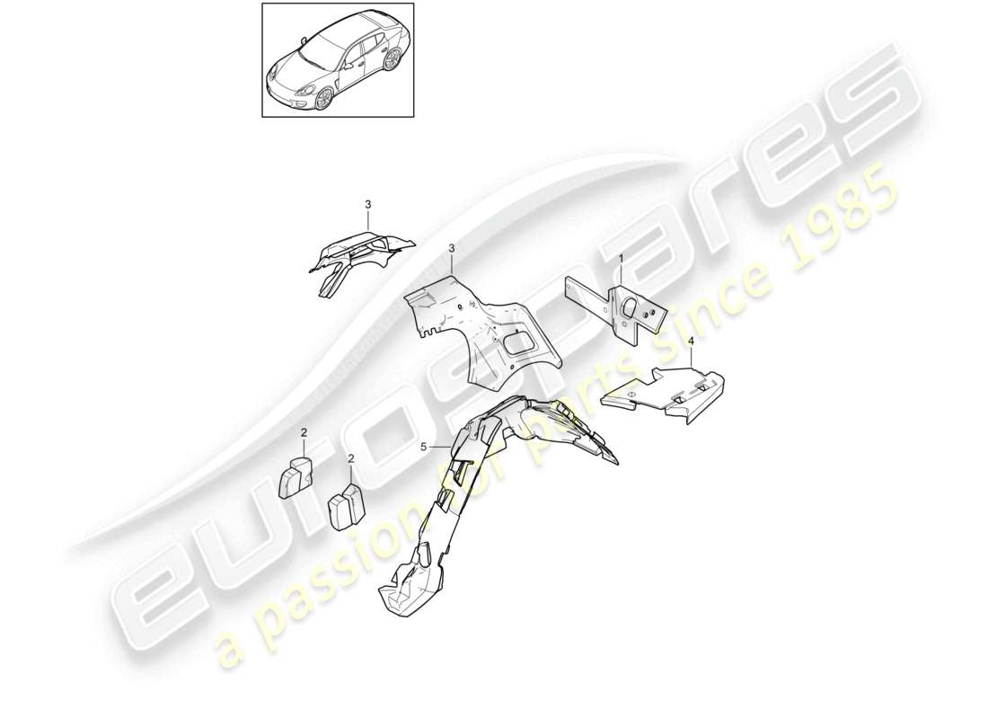 porsche 2014 (panamera 970) sound absorber rear end for vehicles with hybrid drive part diagram