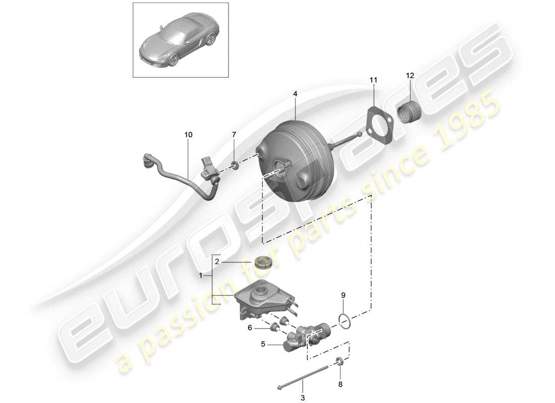 porsche 2015 (981 boxster) brake master cylinder part diagram