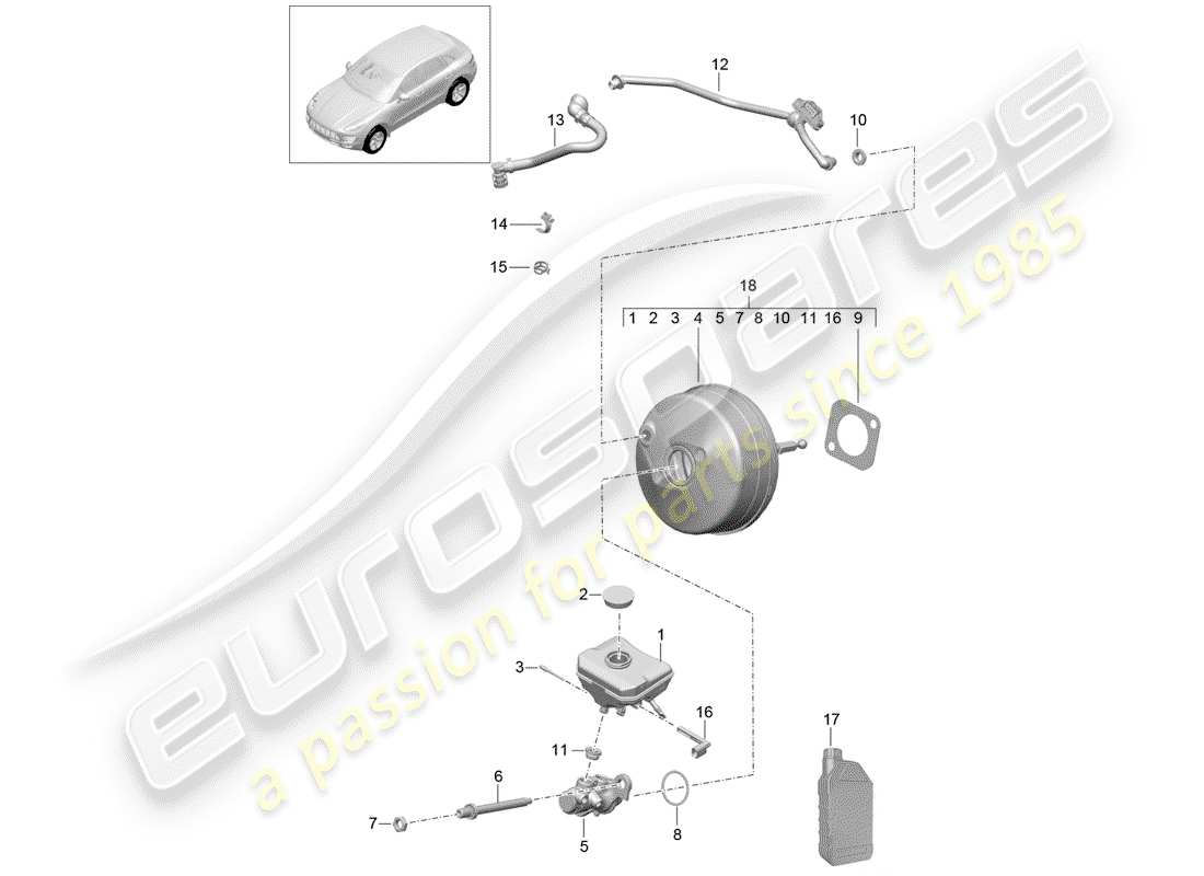 porsche 2016 (macan) brake master cylinder part diagram