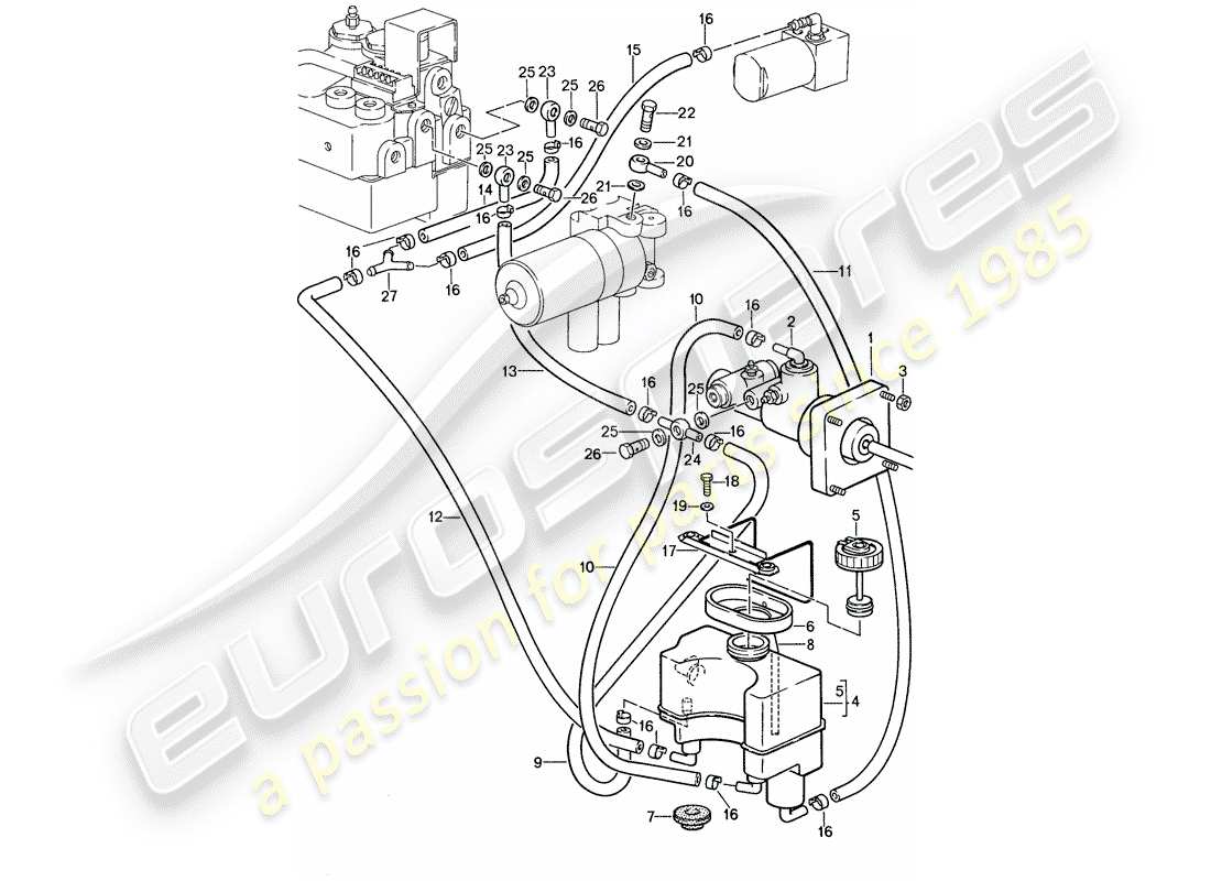 porsche 1987 (959) brake hydraulic system parts diagram