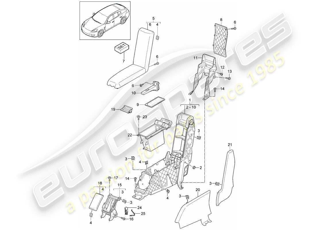 porsche panamera 970 (2015) center console part diagram