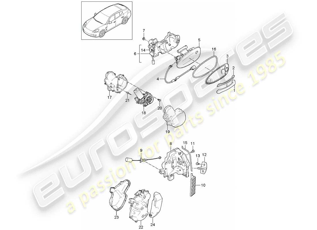 porsche 2015 (panamera 970) door handle part diagram