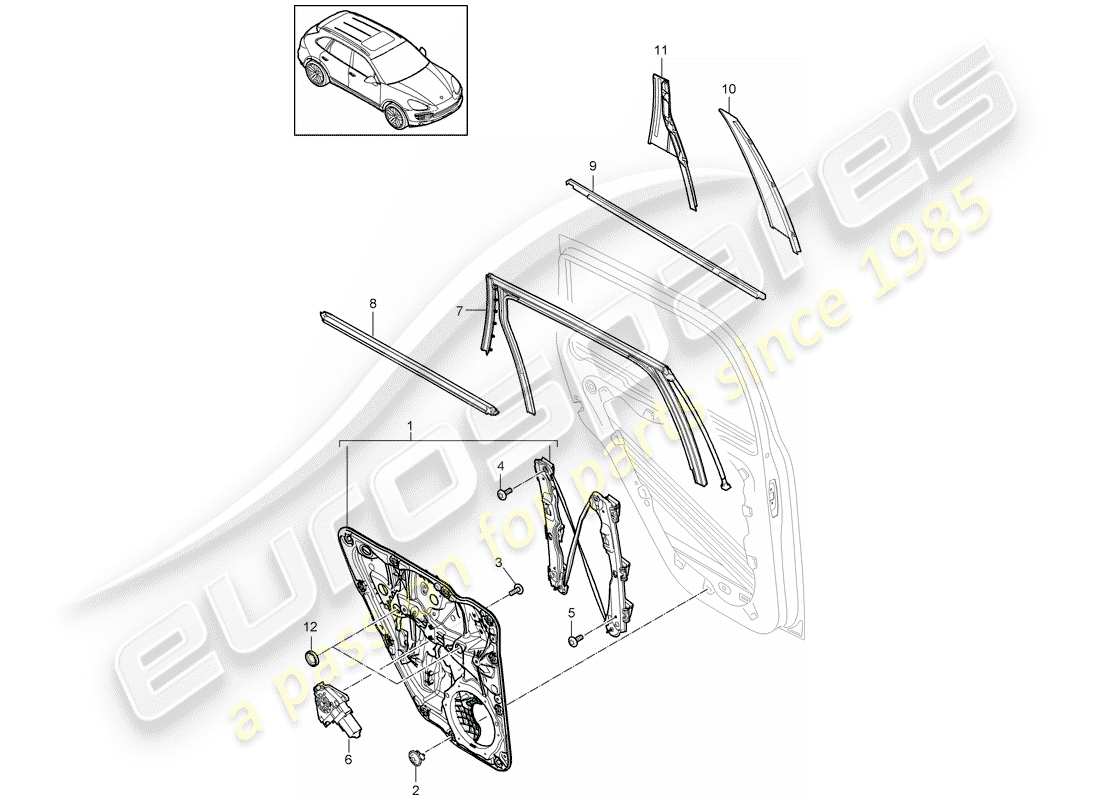 porsche 2015 (cayenne e2 92a) window regulator part diagram