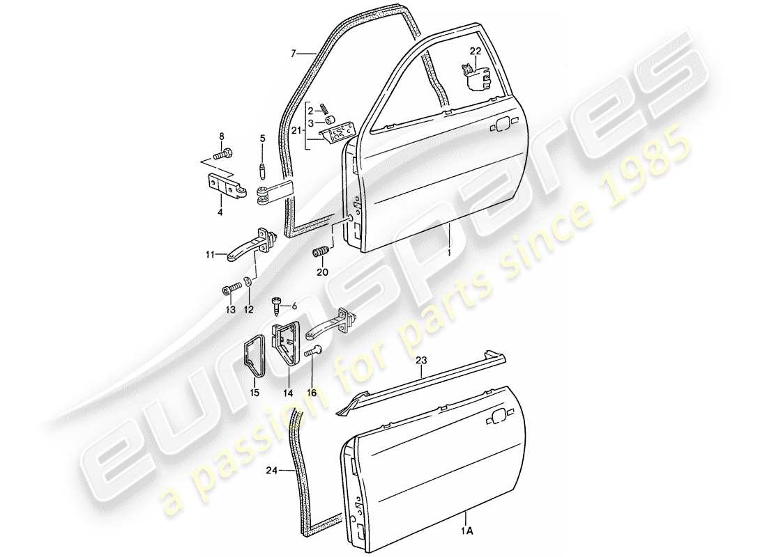porsche 1991 (944) door part diagram