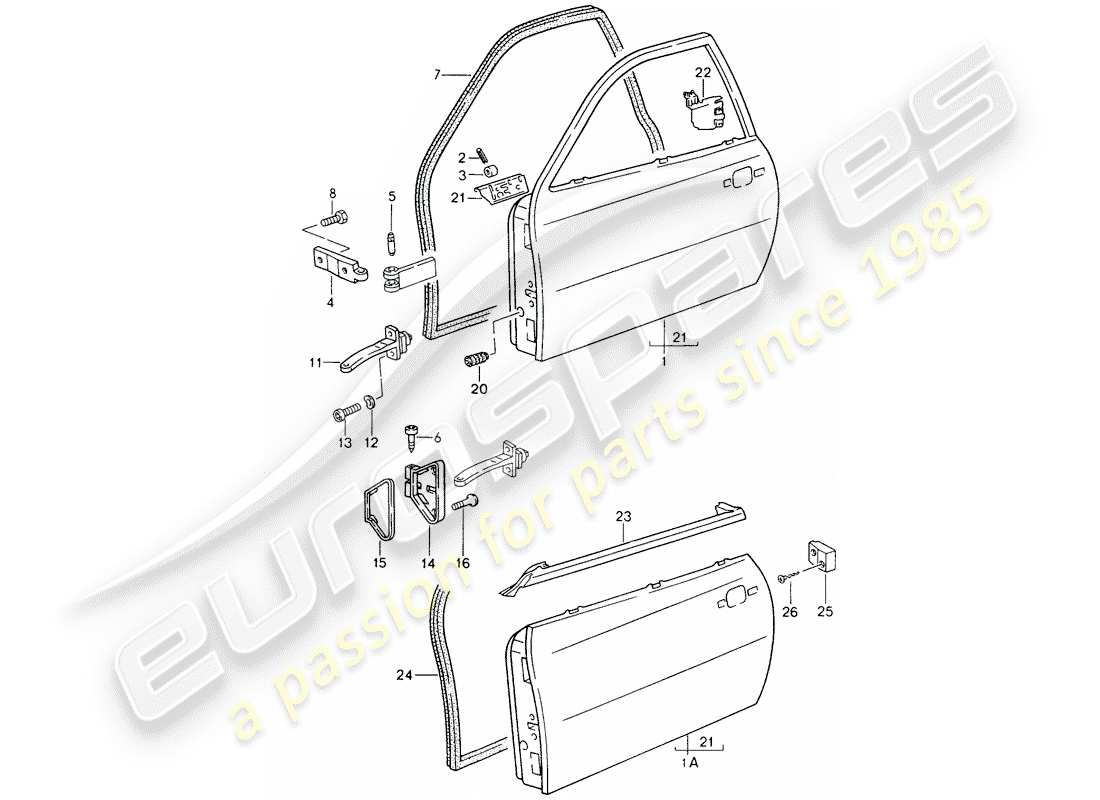 porsche 1992 (968) door parts diagram