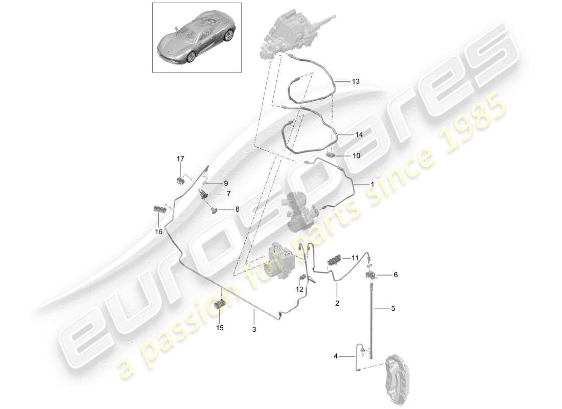 porsche 918 spyder (2015) brake lines part diagram