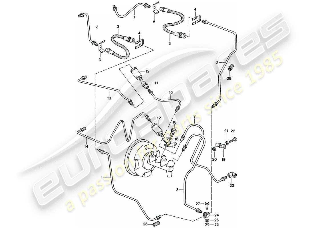 porsche 1984 (911) brake line part diagram
