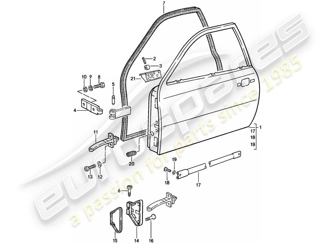porsche 1982 (944) door parts diagram