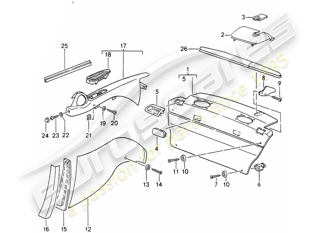 porsche 1998 (993) interior equipment - d - mj 1996>> parts diagram