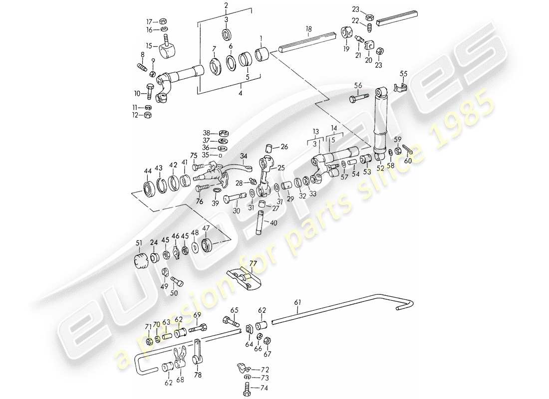 porsche 1958 (356/356a) front axle - lubricants parts diagram